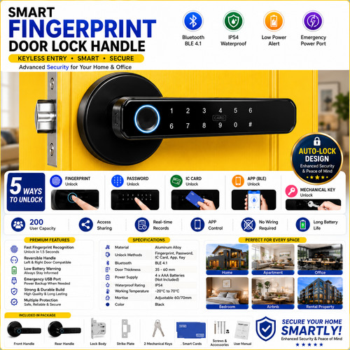 Smart fingerprint door lock - smart,